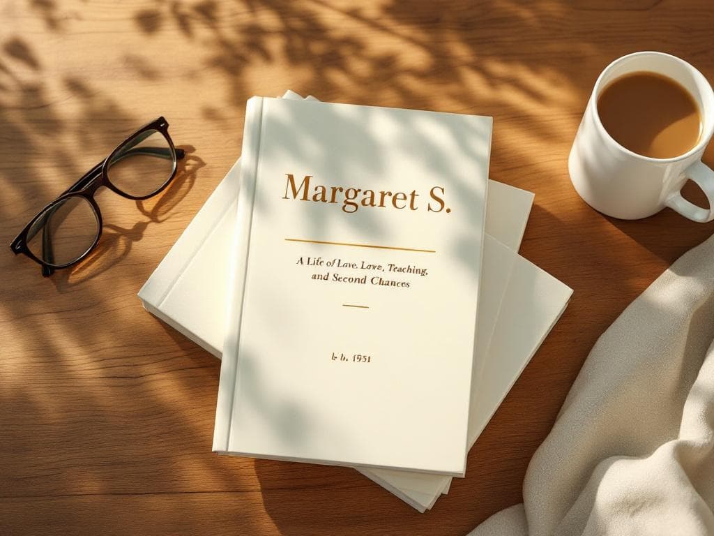 Three hardcover biography books — Margaret S., A Life of Love, Teaching, and Second Chances