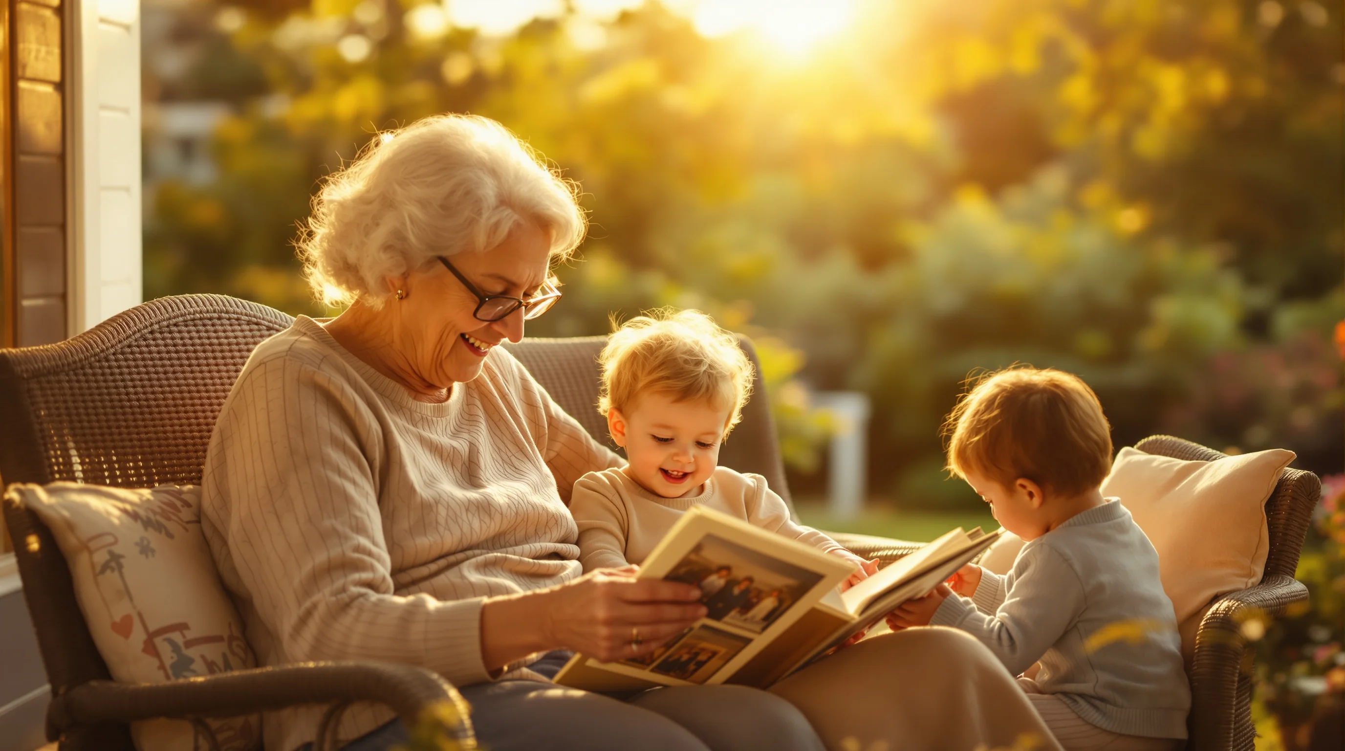 Grandmother sharing stories with her grandchild